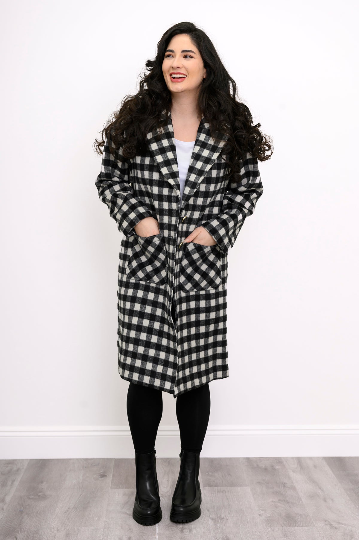 Vanessa Coat, BW Check, Boiled Wool