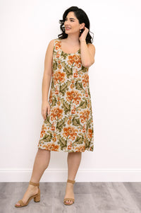 Velma Dress, Khaki Tapestry, Linen Bamboo