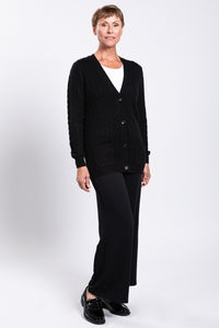Ventura Cardigan, Black, Wool Cashmere