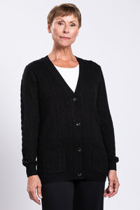 Ventura Cardigan, Black, Wool Cashmere