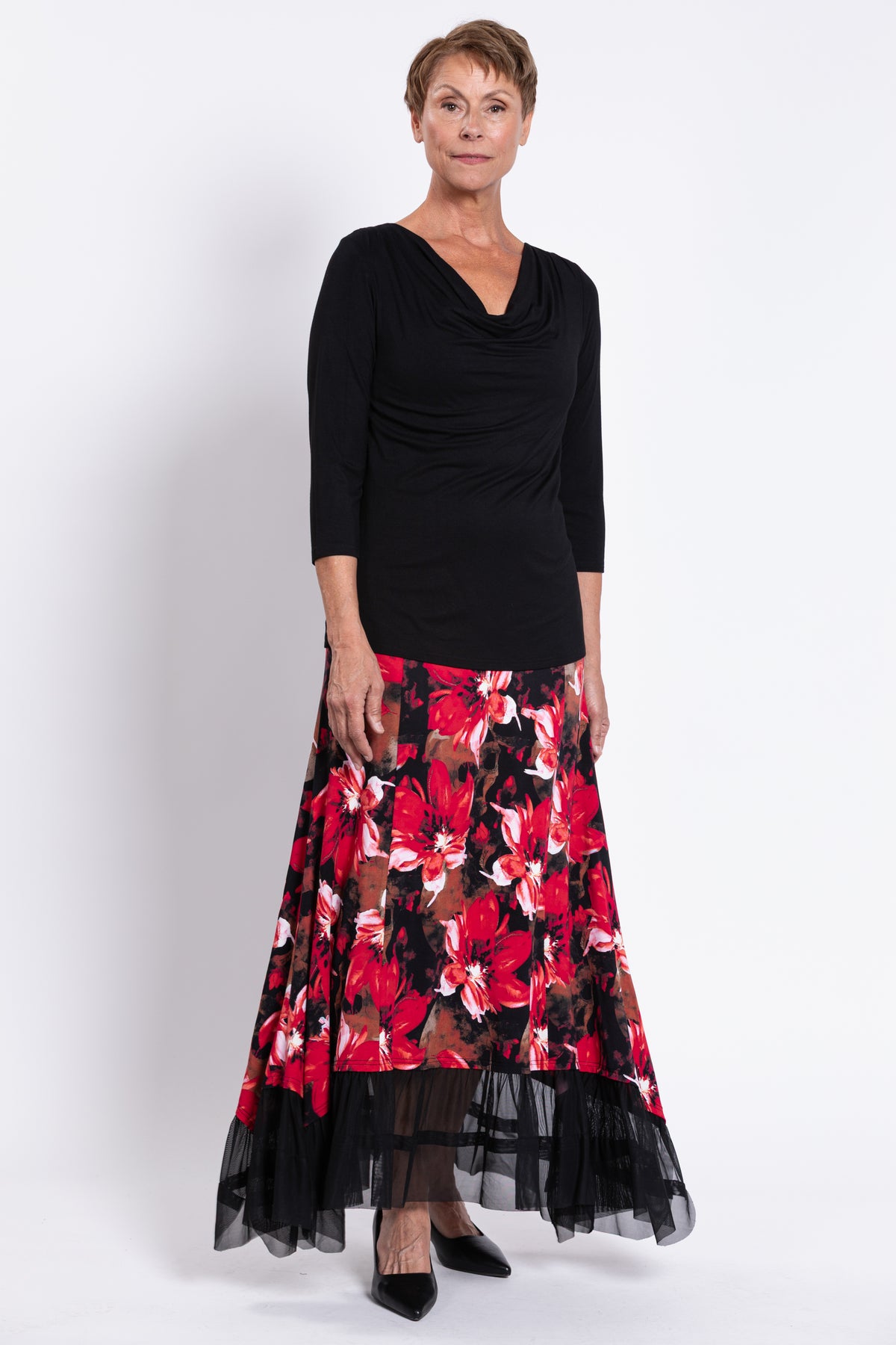 Vera Skirt, Lipstick Poinsetta, Bamboo