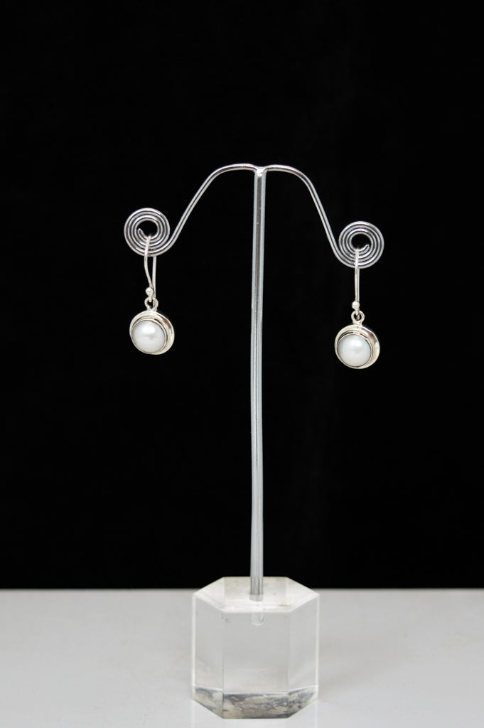 White Pearl Drop Earrings - 0015