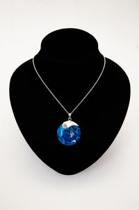 Blue Round Shell Necklace - 003