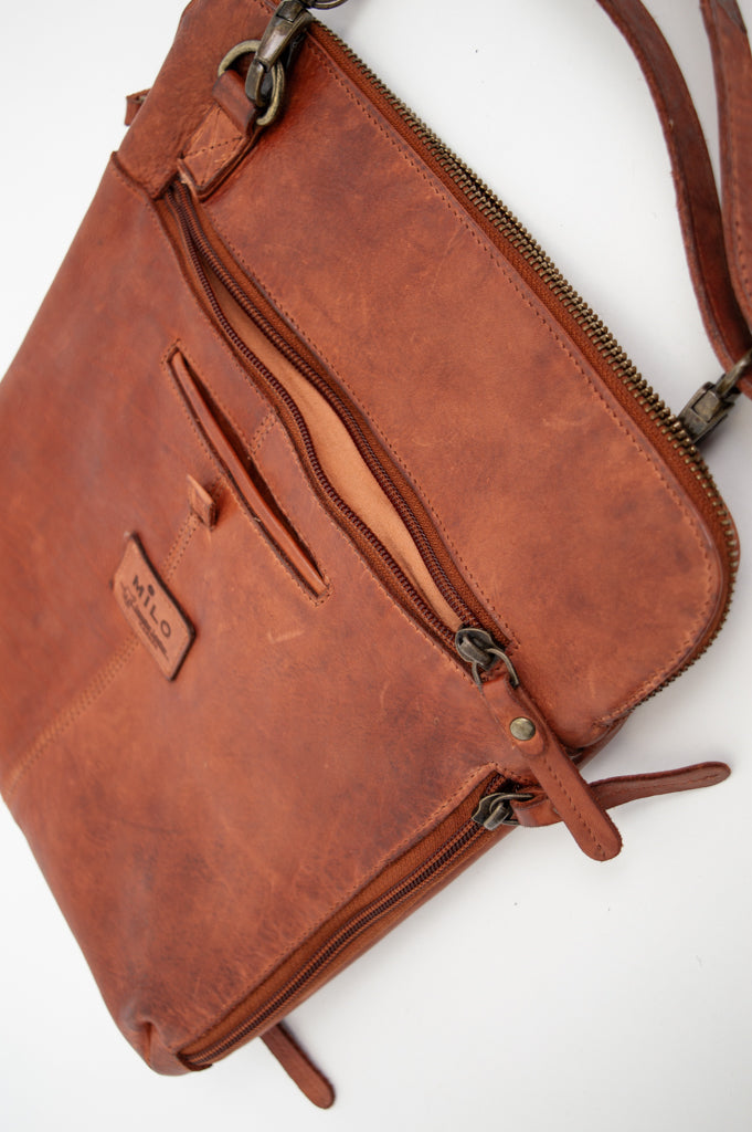 Handbag 097, Cognac, Leather