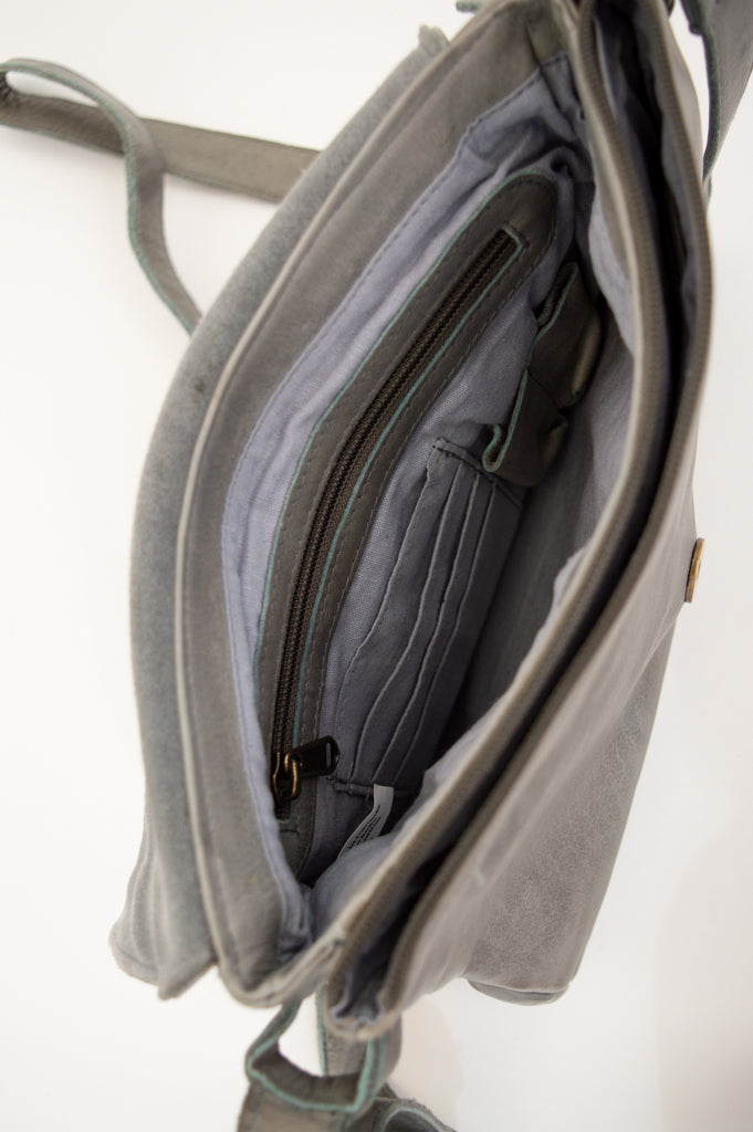 Handbag 098, Grey, Leather