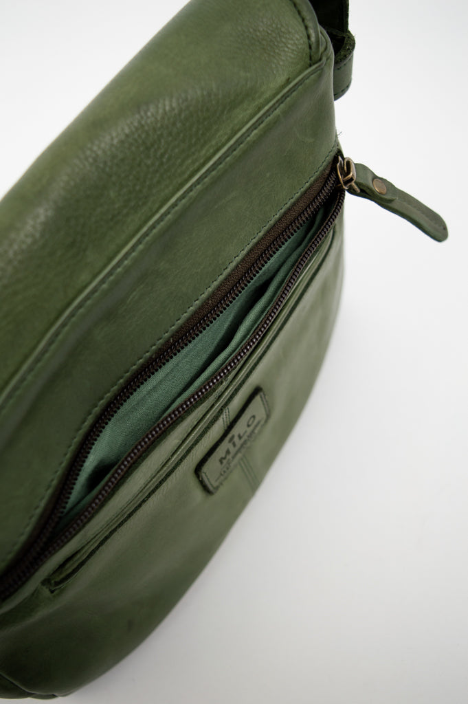 Handbag 098, Olive, Leather