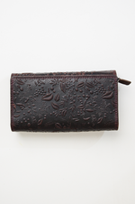 Adrian Klis 100 Flower Wallet, Purple Burgundy, Leather