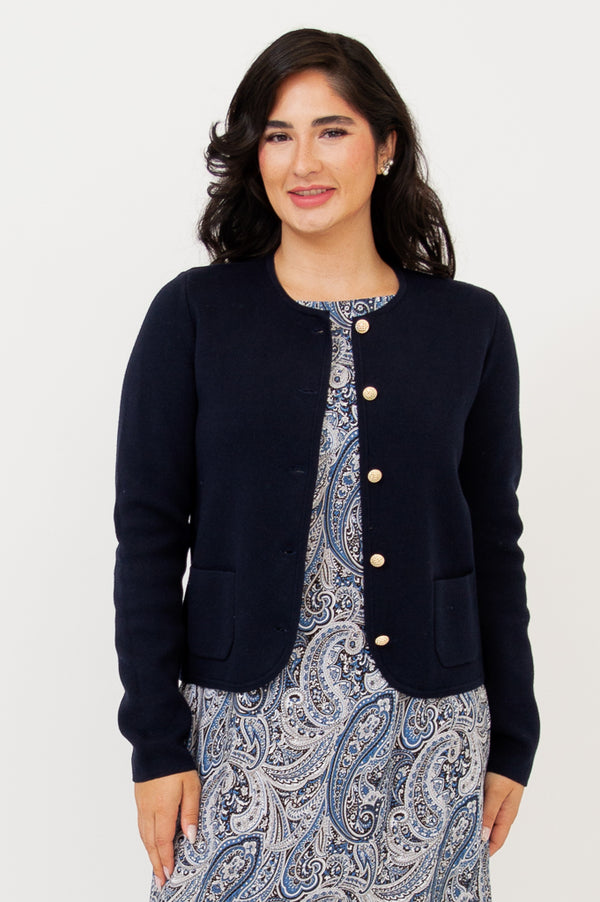 Amira Sweater, Navy, Cotton