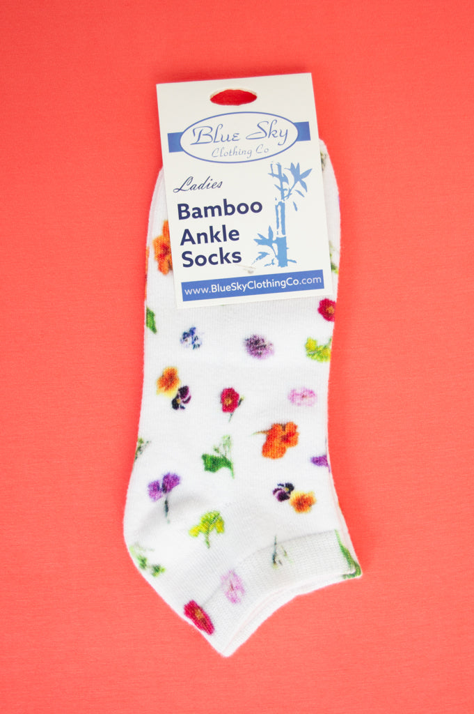 Ladies Ankle Bamboo Socks, Assorted Prints