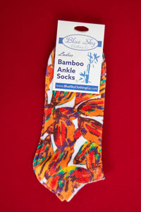 Ladies Ankle Bamboo Socks, Assorted Prints