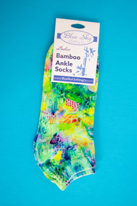 Ladies Ankle Bamboo Socks, Assorted Prints