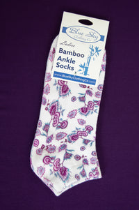 Ladies Ankle Bamboo Socks, Assorted Prints