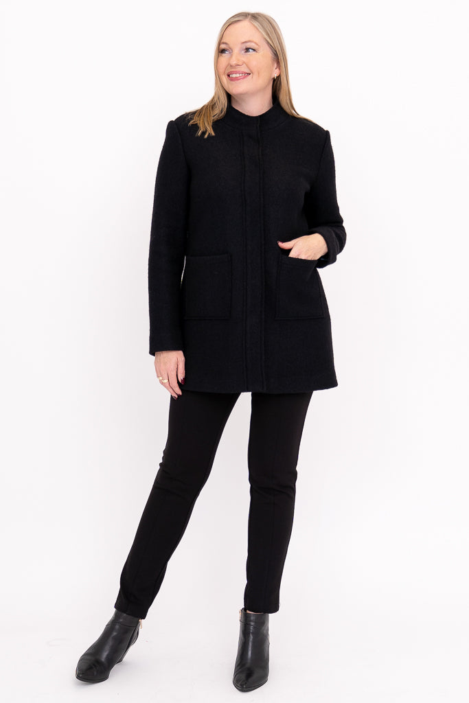 Barbara Coat, Black, Boiled Wool