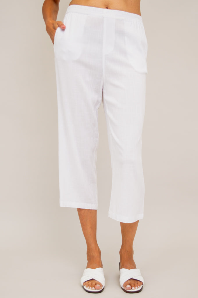 Bella Capri Pant, White, Linen Bamboo – Blue Sky Clothing Co Ltd