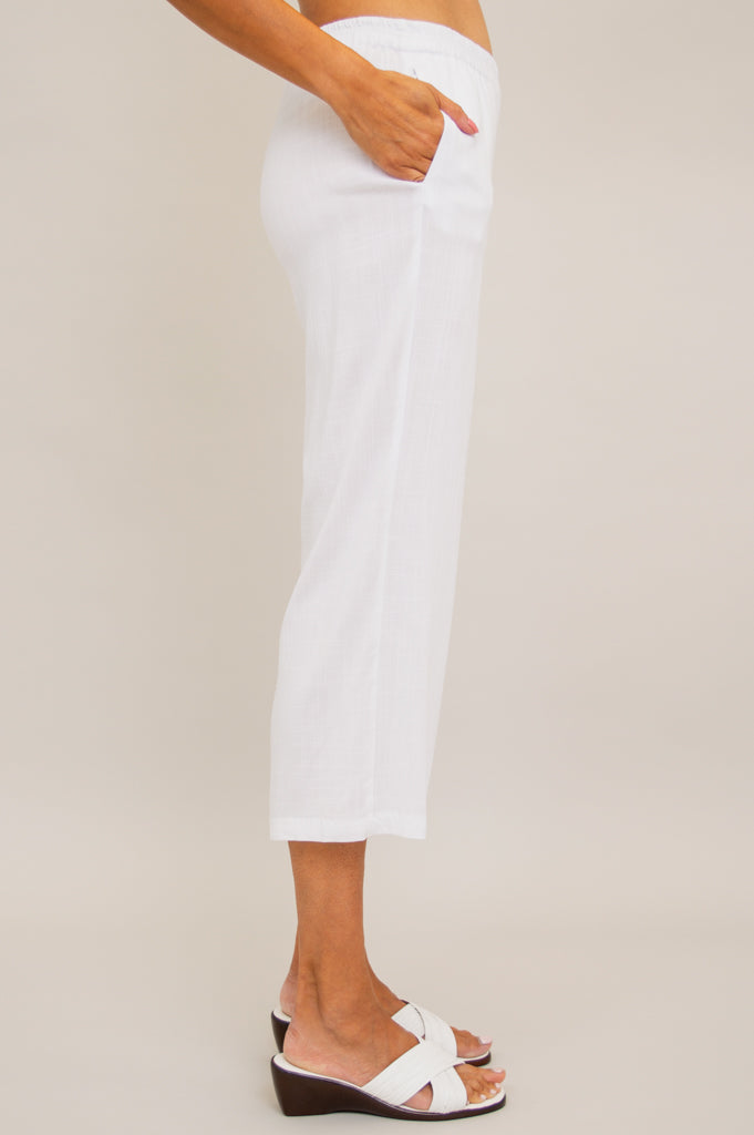 STYLE & CO Bungee Hem Capri Pants Cotton Comfort Waist sz 24W White NWT