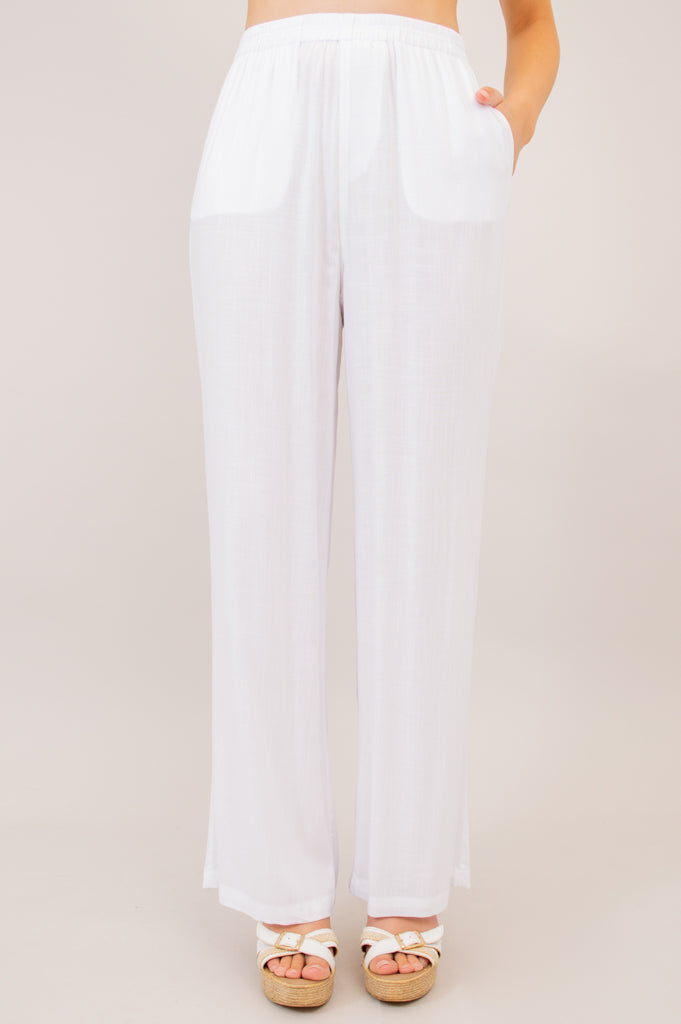 Bella Pant, White, Linen Bamboo