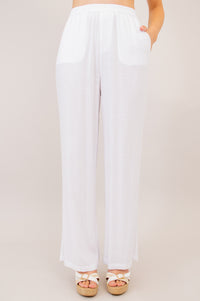 Bella Pant, White, Linen Bamboo