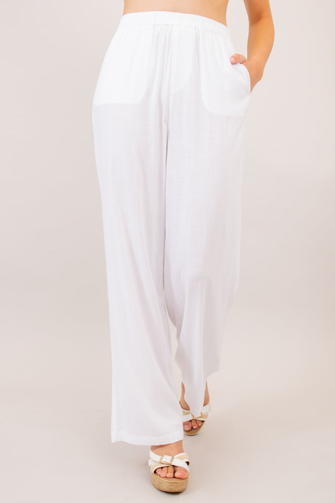 Bella Pant, White, Linen Bamboo