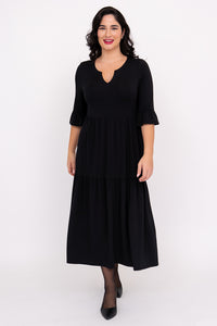 Bernadette Long Dress, Black, French Terry