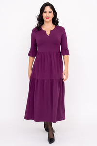 Bernadette Long Dress, Magenta, French Terry