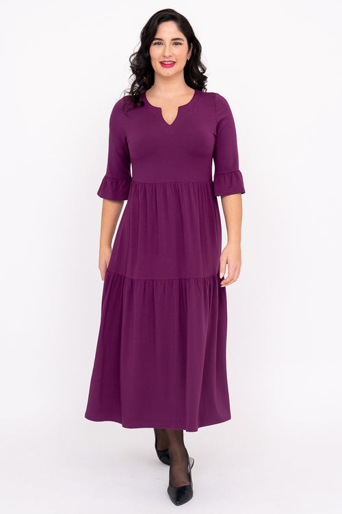 Bernadette Long Dress, Magenta, French Terry
