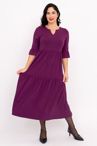 Bernadette Long Dress, Magenta, French Terry