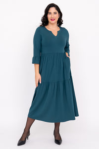 Bernadette Long Dress, Teal, French Terry