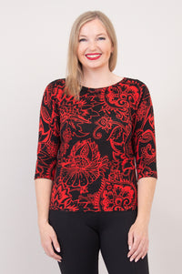 Betula Sweater, Burgundy Paisley, Bamboo Cotton - Final Sale