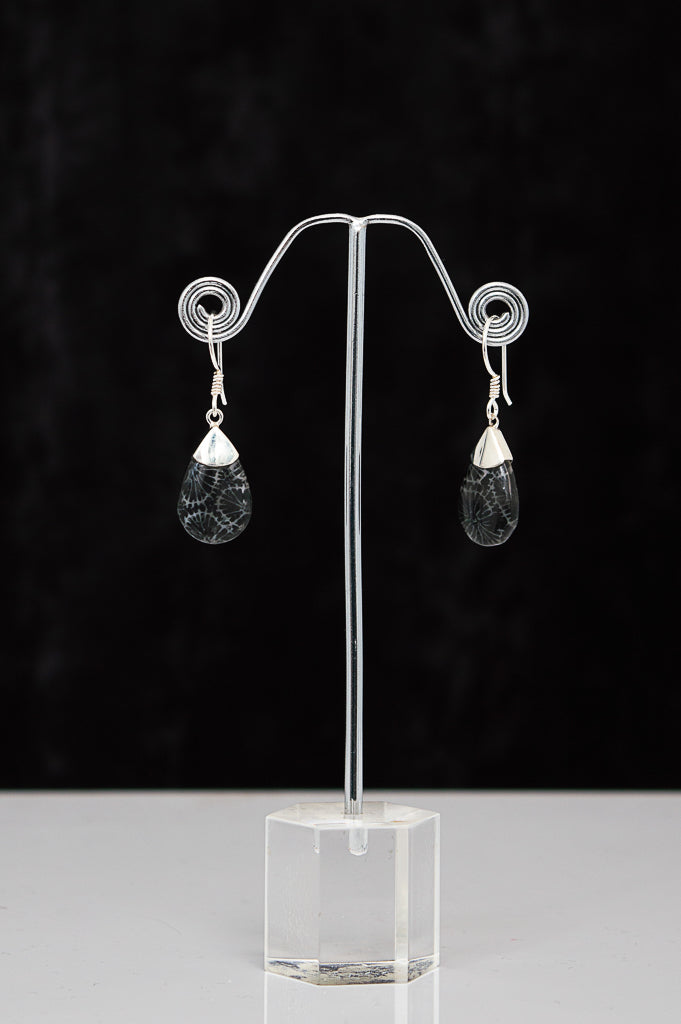 Black Coral Earrings - 619