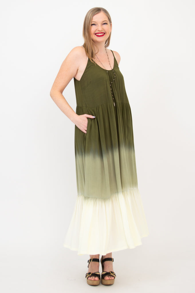 green dip dye dress Remy Dip Dye Midi Dress