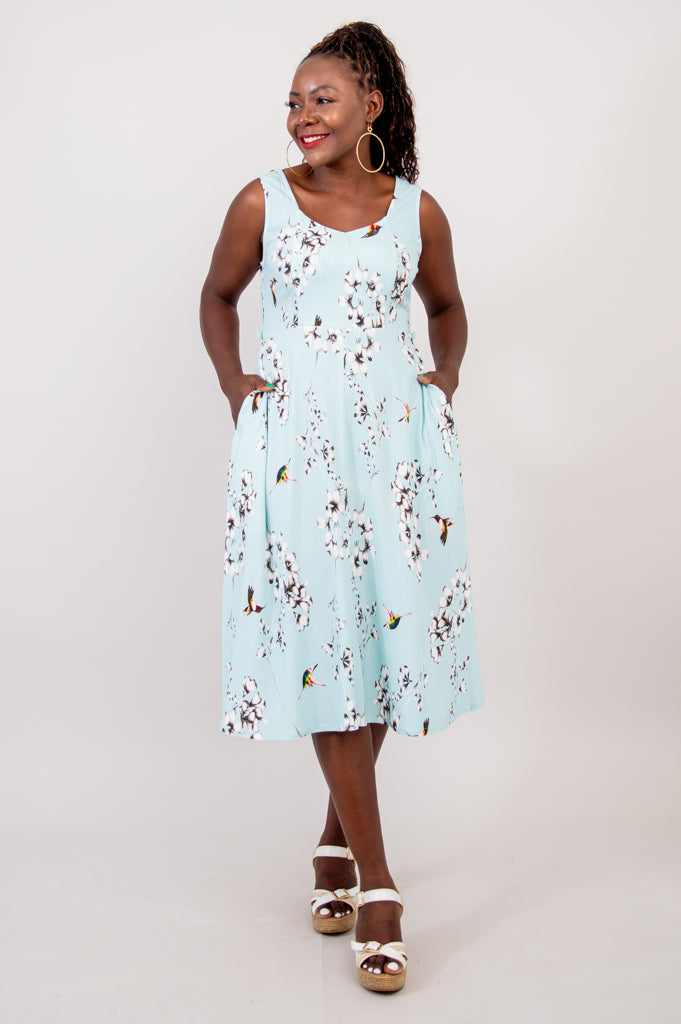 Bristol Dress, Oiseau, Linen Bamboo