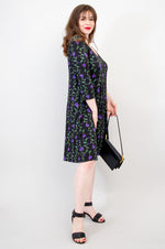 Callie 3/4 Slv Dress, Deco Flora, Bamboo - Final Sale