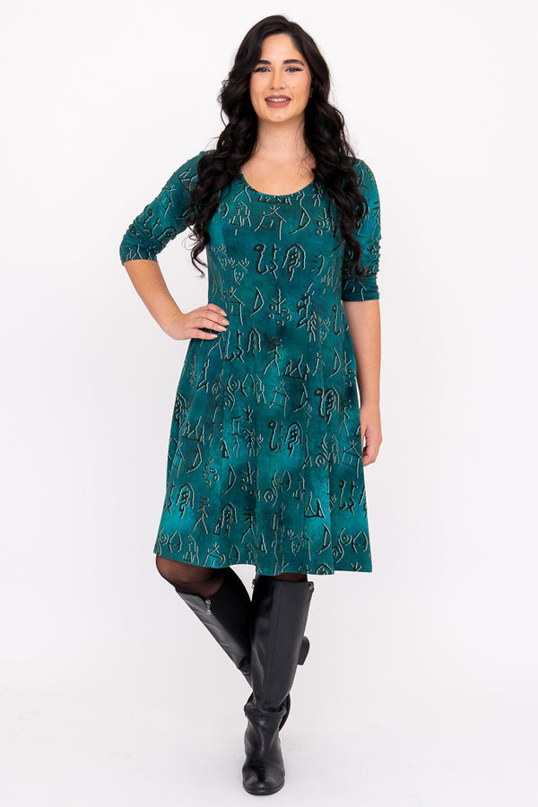 Callie 3/4 Dress, Teal Rune, Bamboo