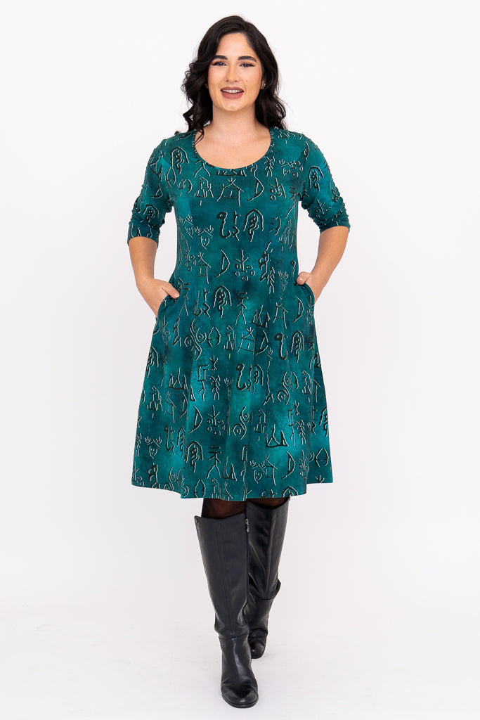 Callie 3/4 Dress, Teal Rune, Bamboo