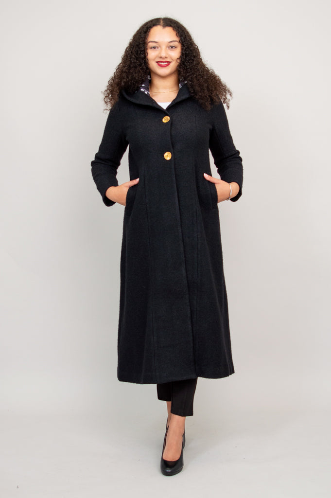 Catherine Coat, Black, Boiled Wool