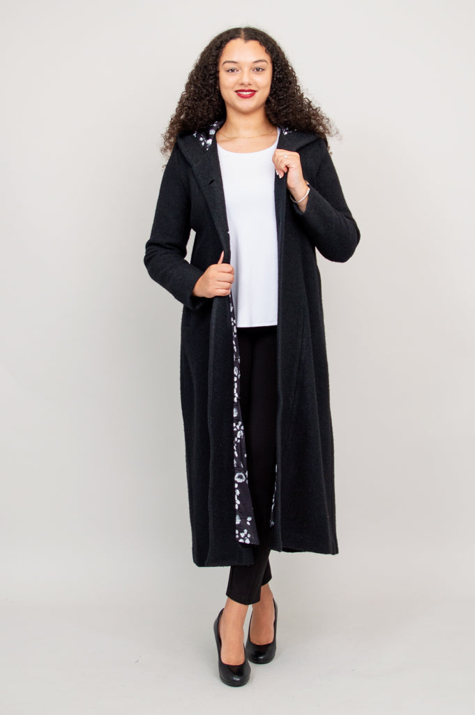 Catherine Coat Black Boiled Wool LARGE