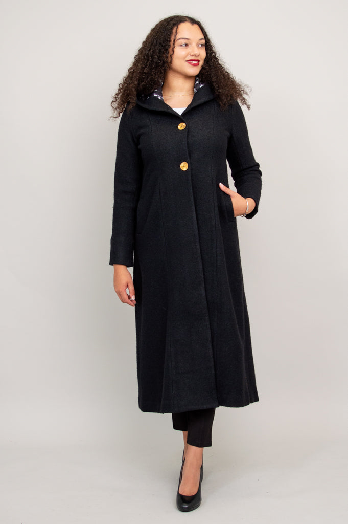 Catherine Coat Black Boiled Wool