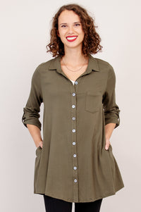 Celine Tunic, Khaki, Linen Bamboo