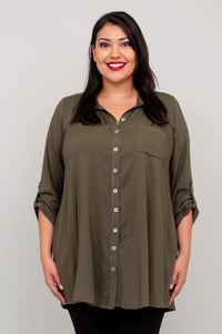 Celine Tunic, Khaki, Linen Bamboo