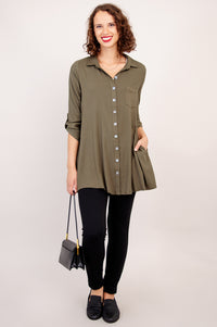 Celine Tunic, Khaki, Linen Bamboo