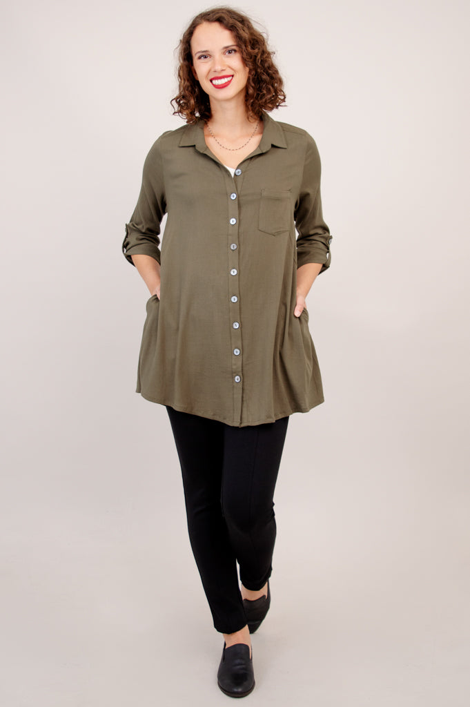 Celine Tunic, Khaki, Linen Bamboo