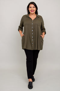 Celine Tunic, Khaki, Linen Bamboo