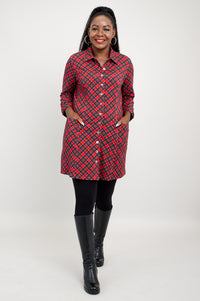 Charlie Tunic, Cherry Plaid, Bamboo