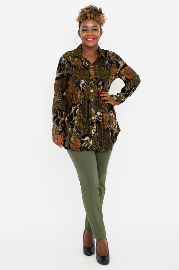 Cindy L/S Blouse, Elephant