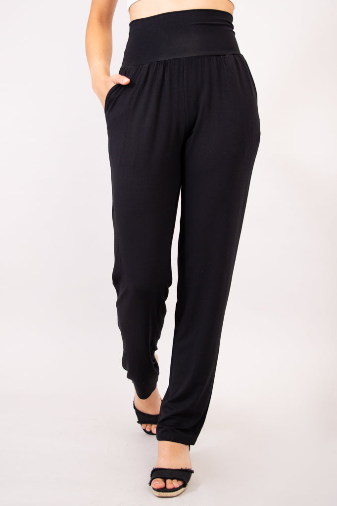 Clair Tall Pant, Black, Bamboo