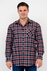 Cory Men's Shirt, Burgundy Plaid, Cotton