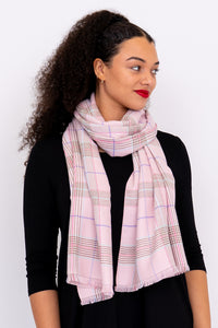 Cozy Scarf, Pink Tartan