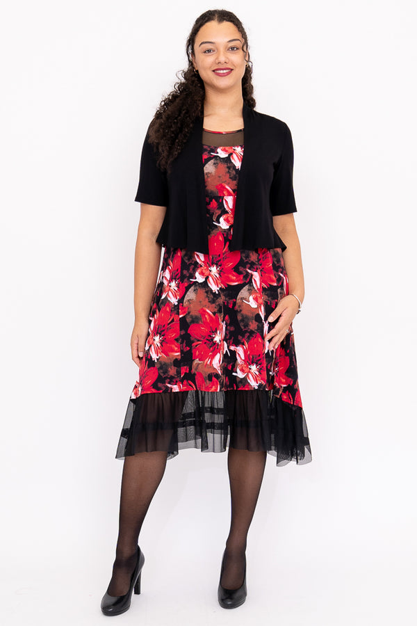 Danube Dress, Lipstick Poinsetta, Bamboo