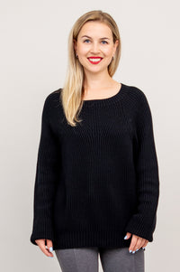 Davis Sweater, Black, Cotton