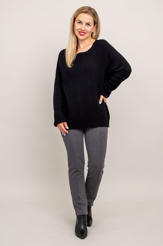 Davis Sweater, Black, Cotton